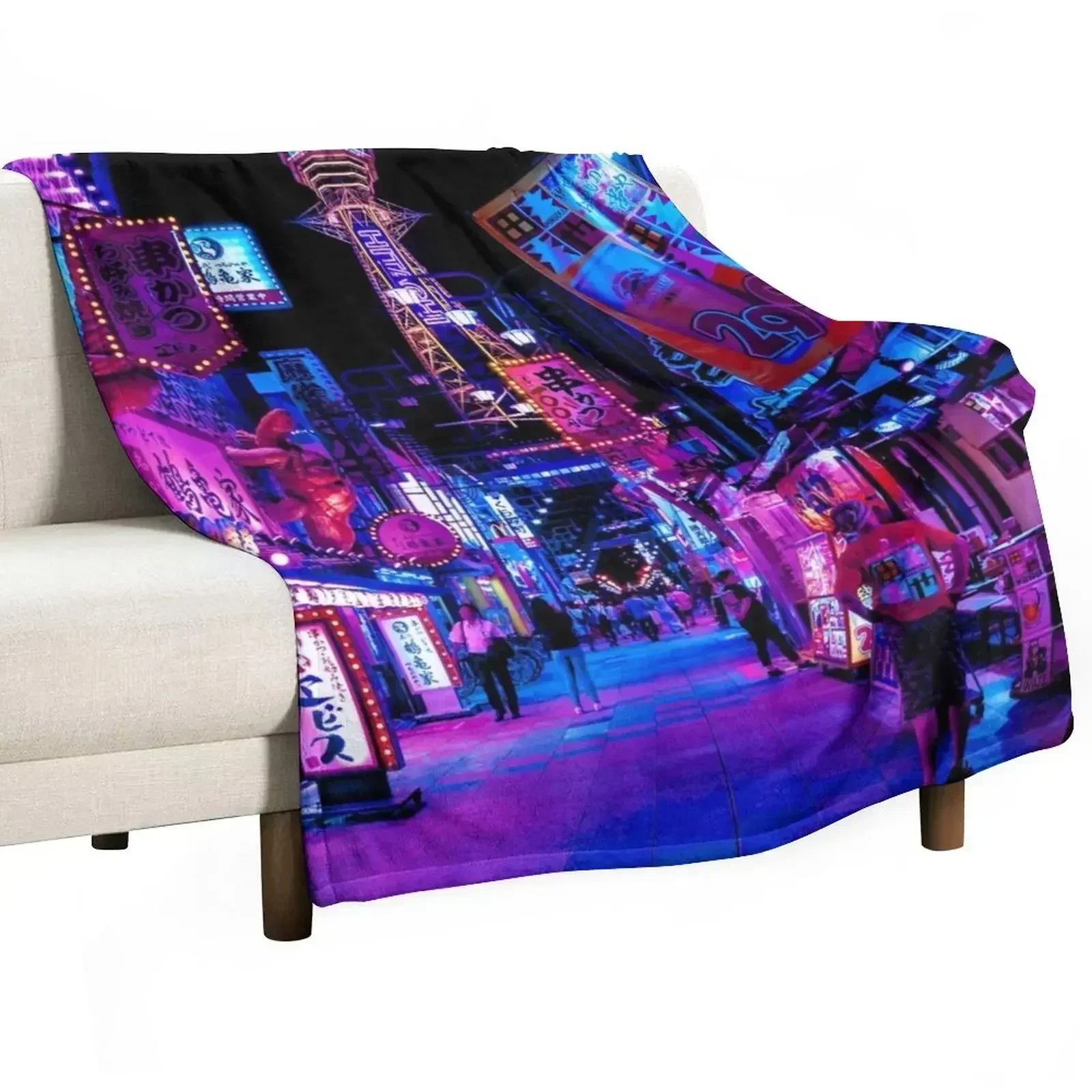 Osaka's Neon Paradise Throw Blanket Nap Quilt Decoratives Hairy christmas gifts warm winter Blankets