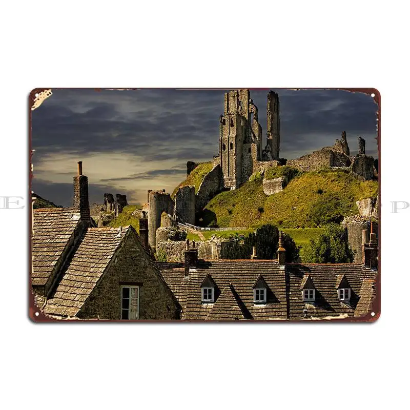 The Rooftops Of Corfe Metal Plaque Rusty Pub Party Club Personalized Cinema Tin Sign Poster