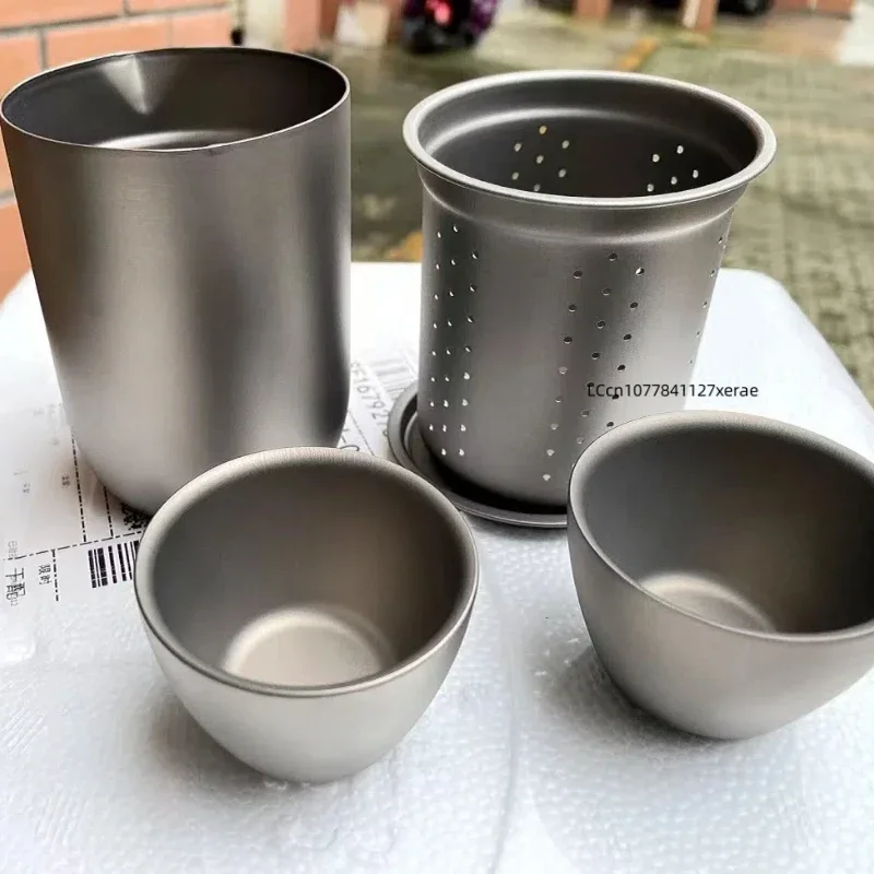 

Набор быстрых чашек из чистого титана, дорожный чайный сервиз, подарочная коробка, портативный простой набор ледяных цветов, уличный инструмент для приготовления чая, чайный сервиз с орлиным клювом