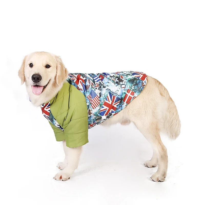 Reversible Dog Coat Jacket Warm Winter Pet Clothes Samoyed Husky Labrador Golden Retriever Weimaraner Big Large Dog Clothing