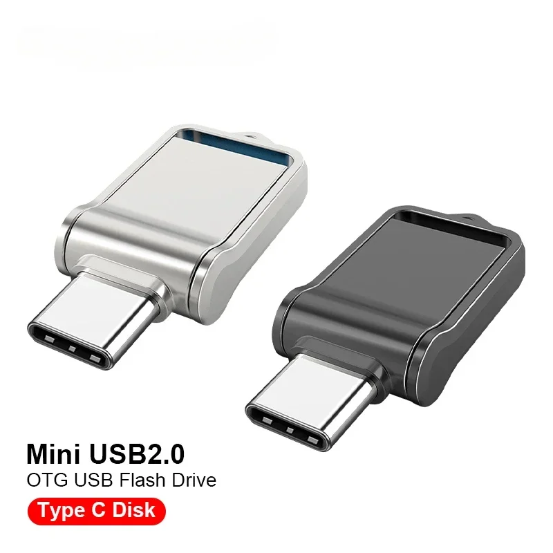 Mini Metal Type-C Pen Drive Creative Gifts USB Flash Drive OTG Free Key Chain Memory Stick 64GB 32GB 16GB Pendrive For Computer