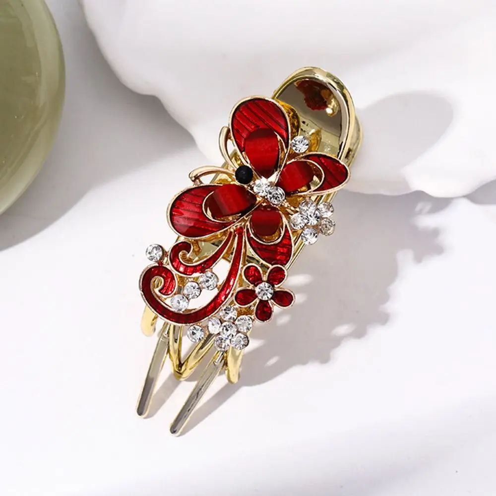 

Модное украшение, женские стразы, коготь для волос, аксессуары для волос, заколка для волос из кожи аллигатора, заколка для волос с хрустальным цветком