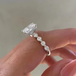 Classic Lab Diamond Promise Ring 925 Sterling Silver Engagement Wedding Band Rings for Women Bridal Anniversary Party Jewelry