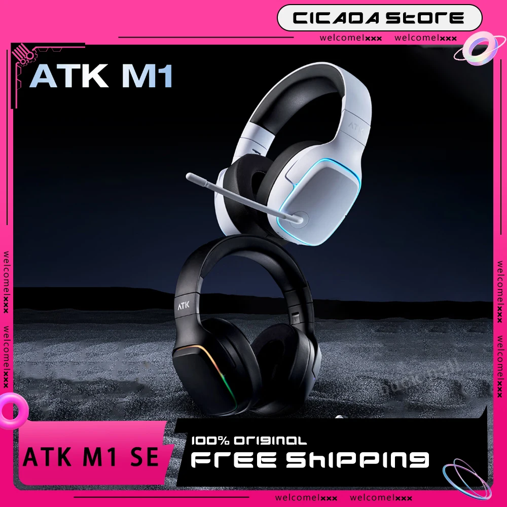 ATK M1 SE Headphone Tri Mode Wireless Headset Custom Low Delay Virtual 7.1 Channel Long Battrey Life ENC Earphone Game Accessory