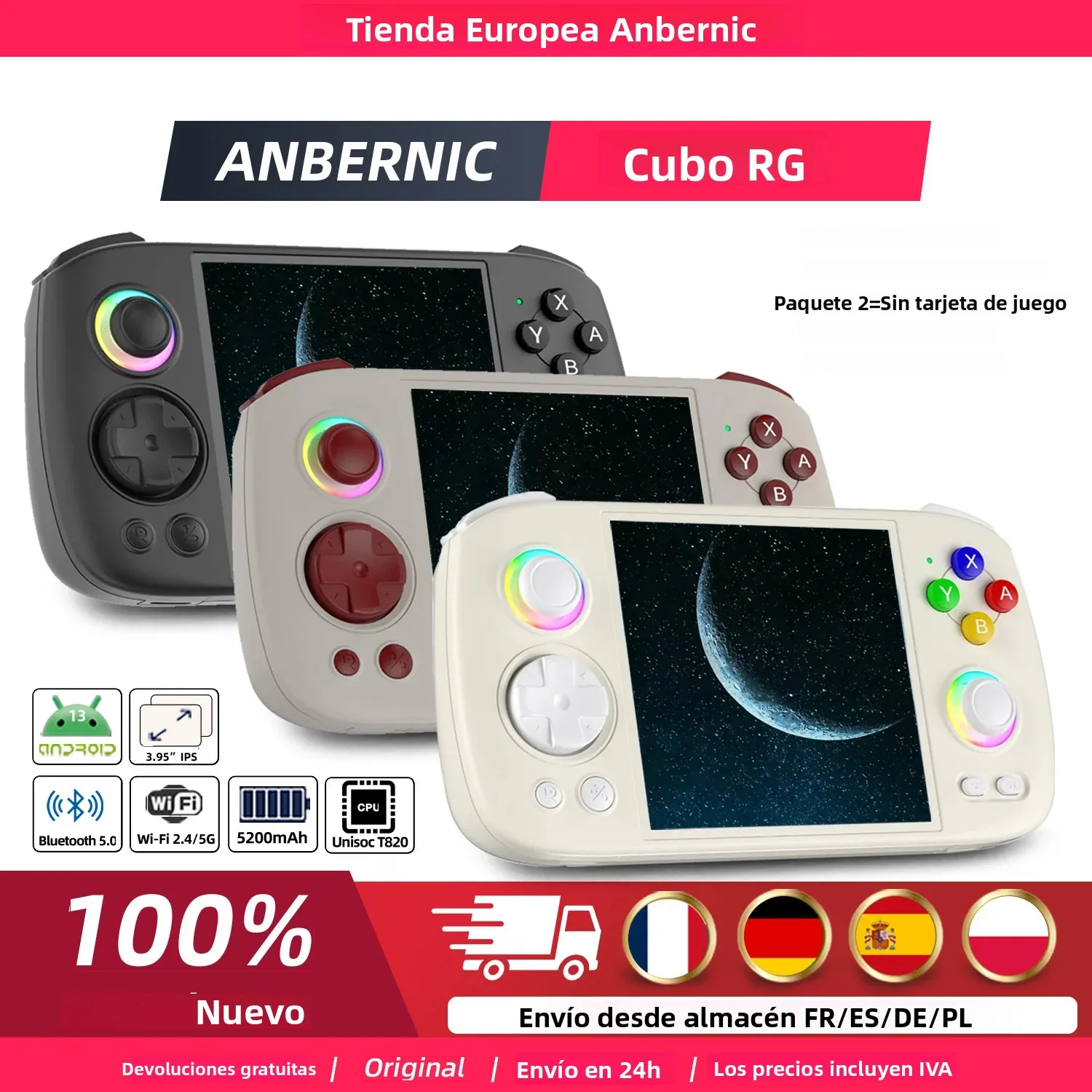 ANBERNIC RG Cube consola de juegos Retro reproductor de juegos portátil 8 + 128G pantalla multitáctil sistema Android 13 consola de videojuegos