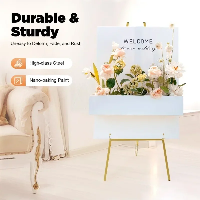 2 Pack Easel Stands Floor Easel Display Stand Height Adjustable for Weddings Shops Exhibitions Paintings Welcome