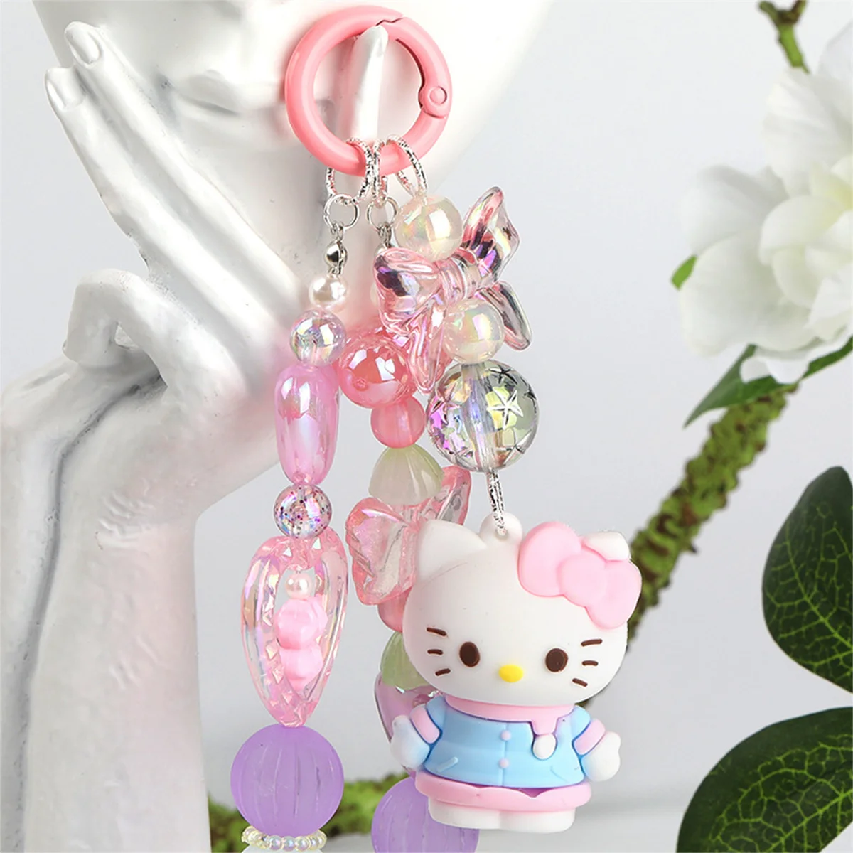 CH27 16mm Five pointed star round beads acrylic through-hole beads mobile phone chain pen DIY material beads wholesale girls