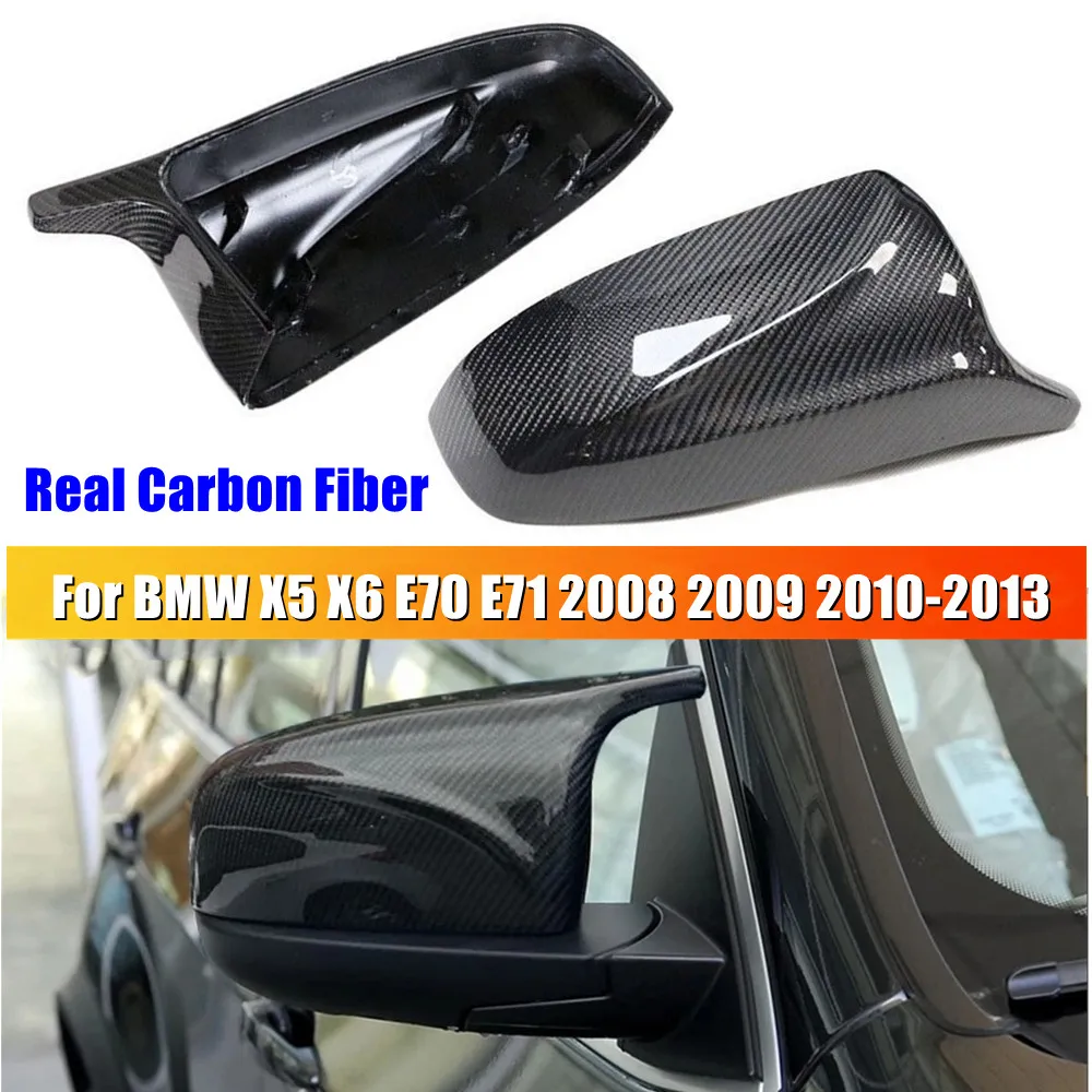 

For BMW X5 E70 X6 E71 2007-2013 Real Carbon Fiber Car Replacement Rearview Side Mirror Cover Wing Cap Exterior Door Shell Trim