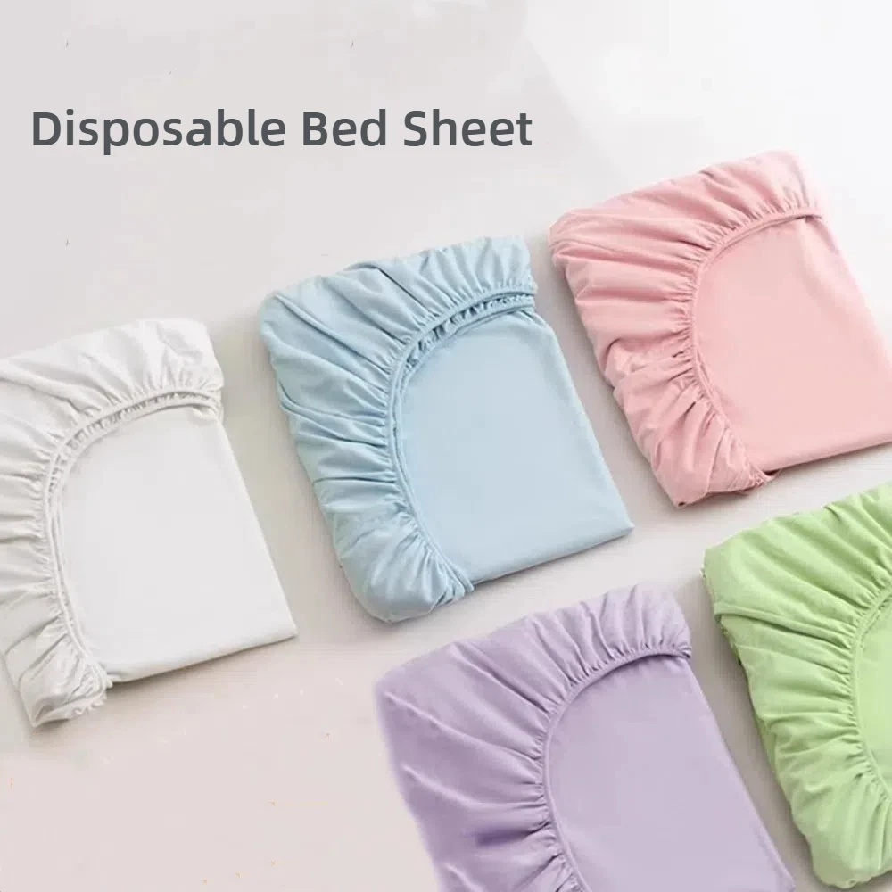 Lençol descartável não tecido com faixas elásticas, capas de colchão ajustáveis antiderrapantes para cama de solteiro, viagens em hotel
