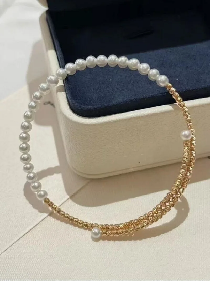 

7-8 mm natural round south sea white pearl bracelet