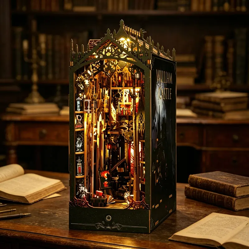 

Zuuton Замок Уильяма Готический Книжный Уголок Деревянный DIY 3D Пазл Миниатюрный Средневековый Замок С LED Подсветкой Декор Подарок