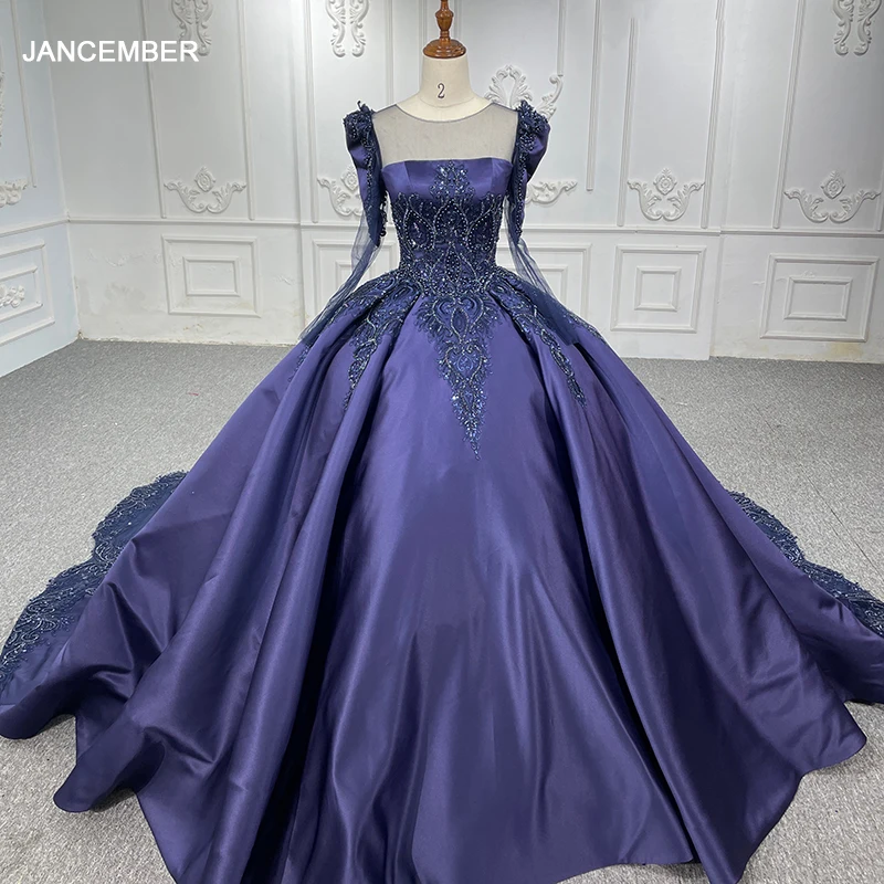 JANCEMBER Quinceanera Dresses Ball Gown Satin Beading O-Neck Vestidos De 15 Años 2023 Blue DY6546 Vestido De 15 Bar Mitzvah