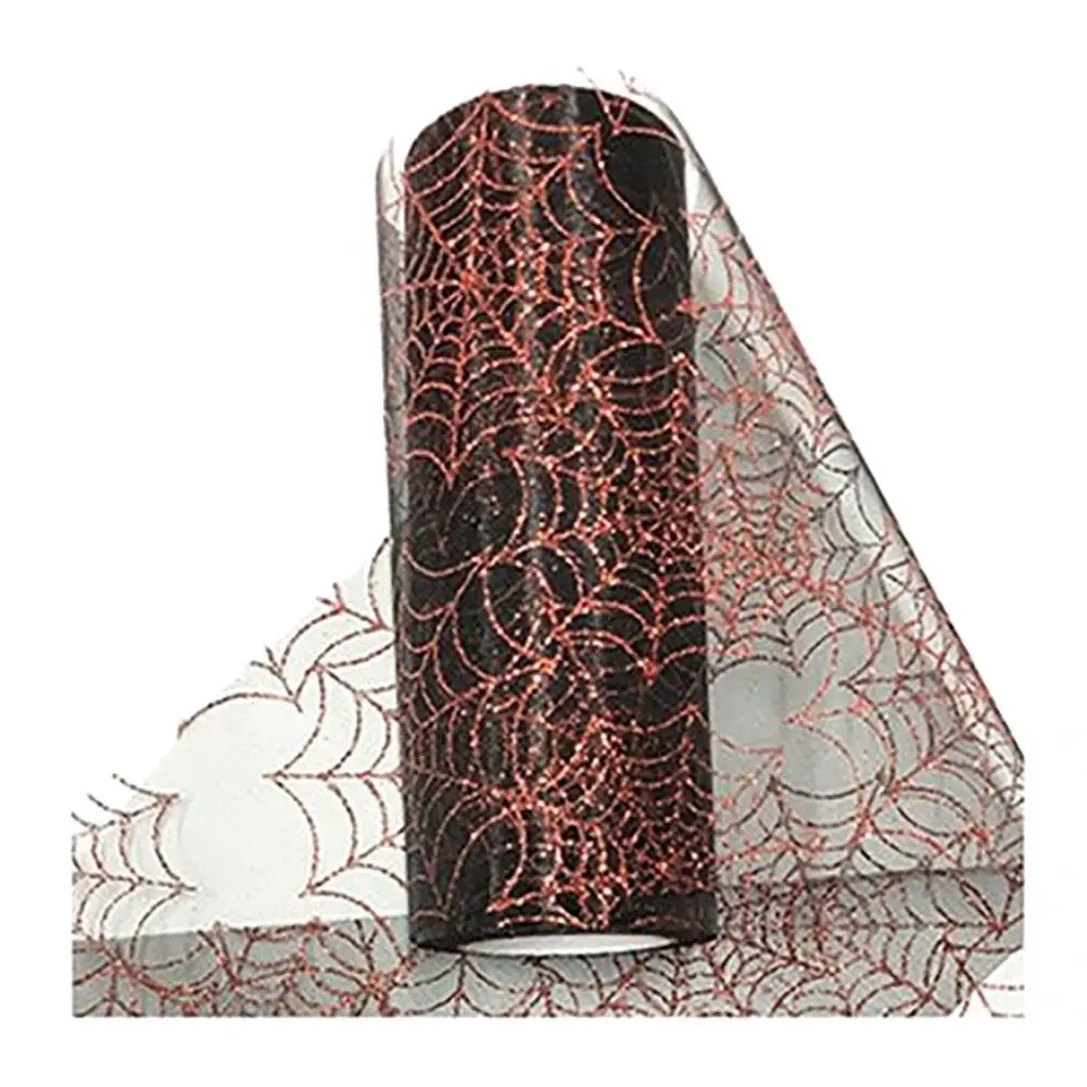 1 Roll Practical Spider Web Tulle Easy to Use 6 Colors  Tulle Roll Halloween Spider Web Decor Roll   for Door  Tulle Roll
