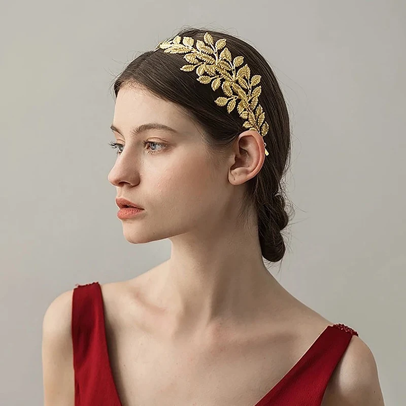 Retro Gold Leaf Vine Headband Wedding Roman Bride Head Jewel Crown Luxury Hair Hair Hoop Headpiece Tiara Accessories Goddess