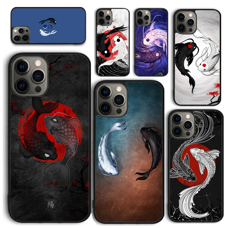 Koi Fish Yin Yang Art Phone Case for iPhone 16 15 SE2020 6 7 8 Plus for Apple 13 11 12 14 Mini Pro Max Cover coque fundas