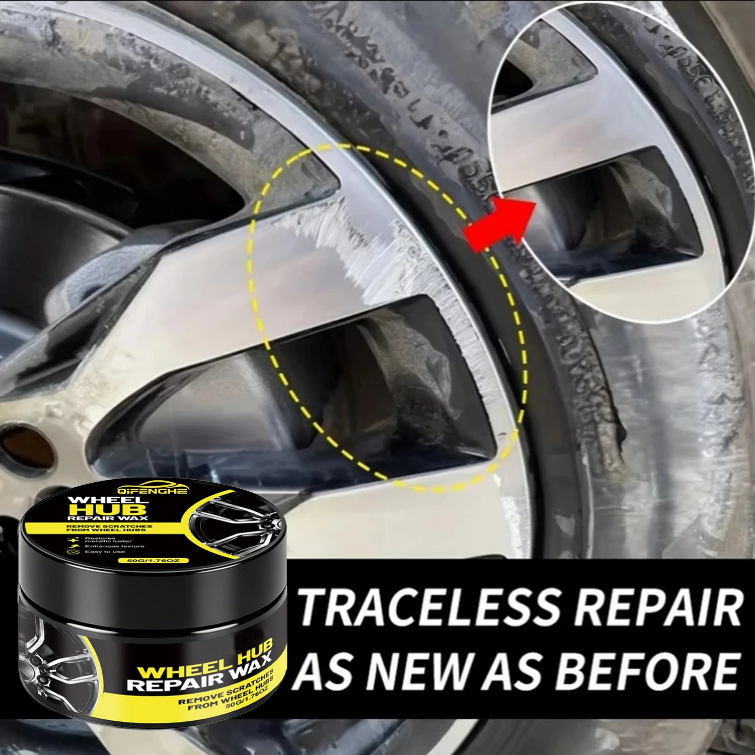 Universal Wheel Hub Repair Kit-Alloy Rim Scratch Remover,Oxidation Paste and Rust Inhibitor, Automotive Hub Care Polishing Paste