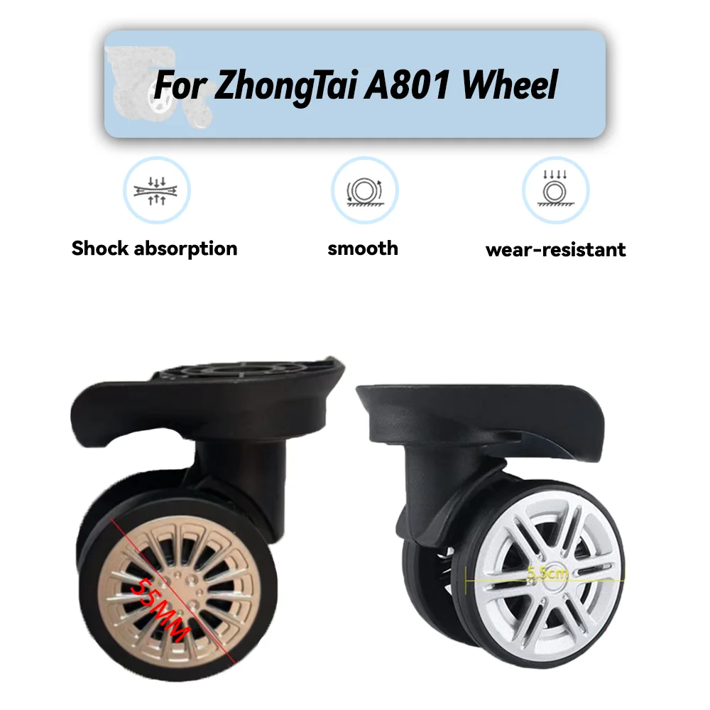 For ZhongTai A801 Universal Wheel Replacement Suitcase Rotating Smooth Silent Shock Absorbing Wheel Accessories Wheels Casters