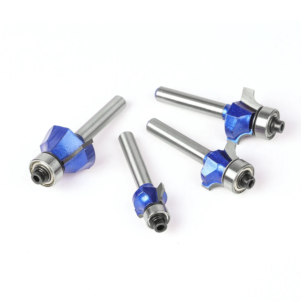 1/4 Inch Shank 6mm Shank Blue Roundover Router Bit Set Carbide Wood Router Bits for Woodworking