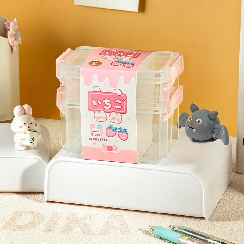 Mini 3 Layer Storage Box Multi Layer Desktop Organizer Stationery Gift