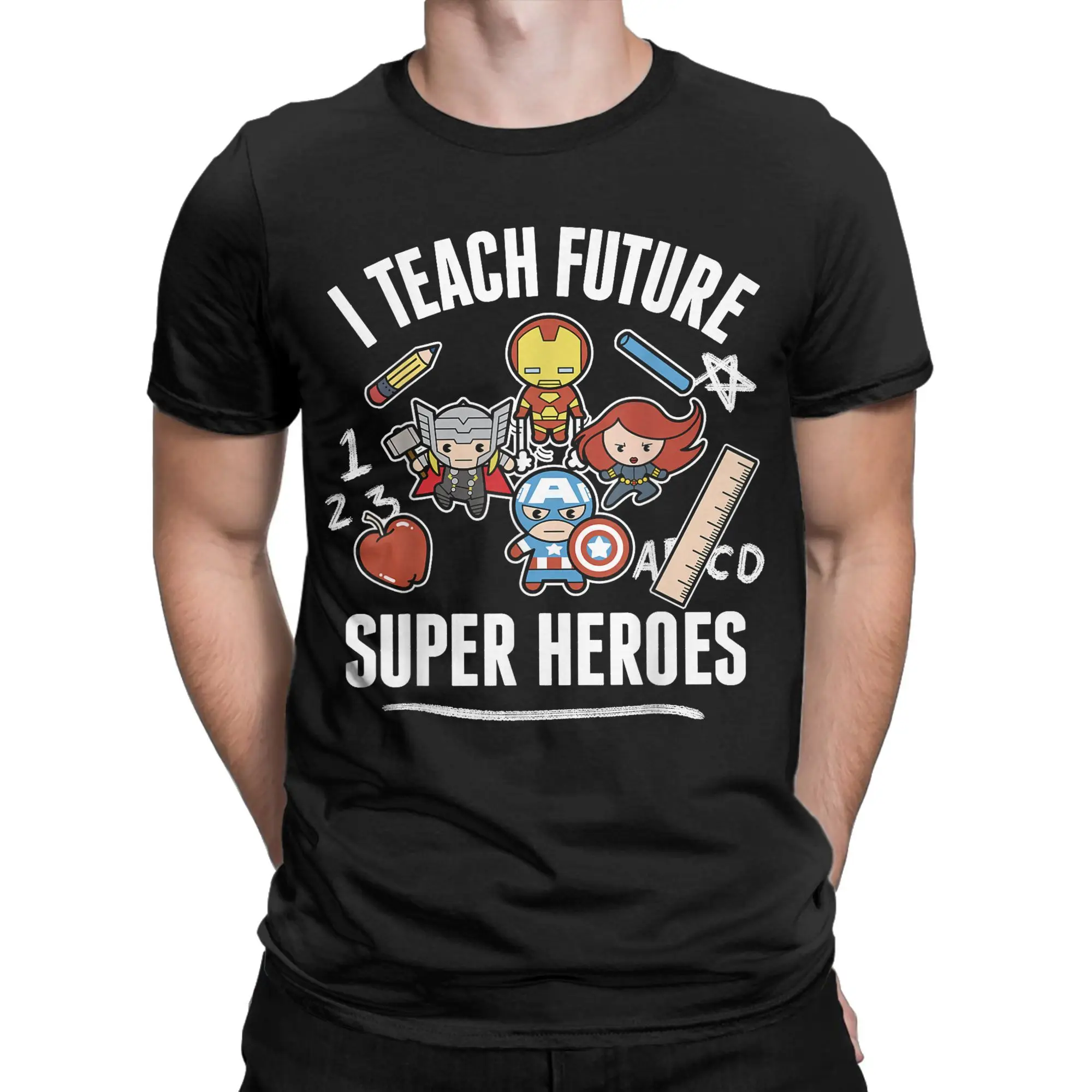 

Funny Avengers I Teach Super Heroes T-Shirt for Men Round Neck 100% Cotton T Shirt Short Sleeve Tees Plus Size Clothes