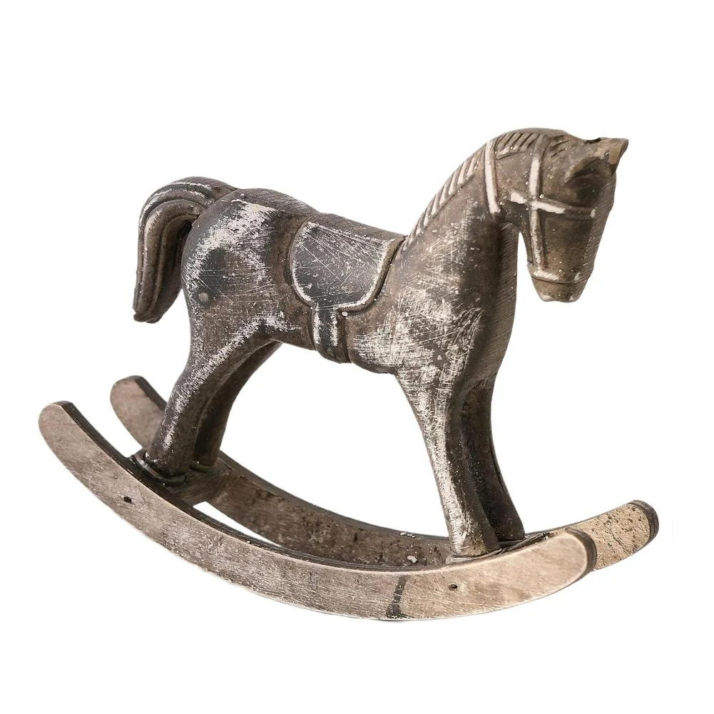 1pcs Vintage Wooden Rocking Horse Decoration Figurine Decoration House Wooden Ornaments Living Room Desktop Decoration