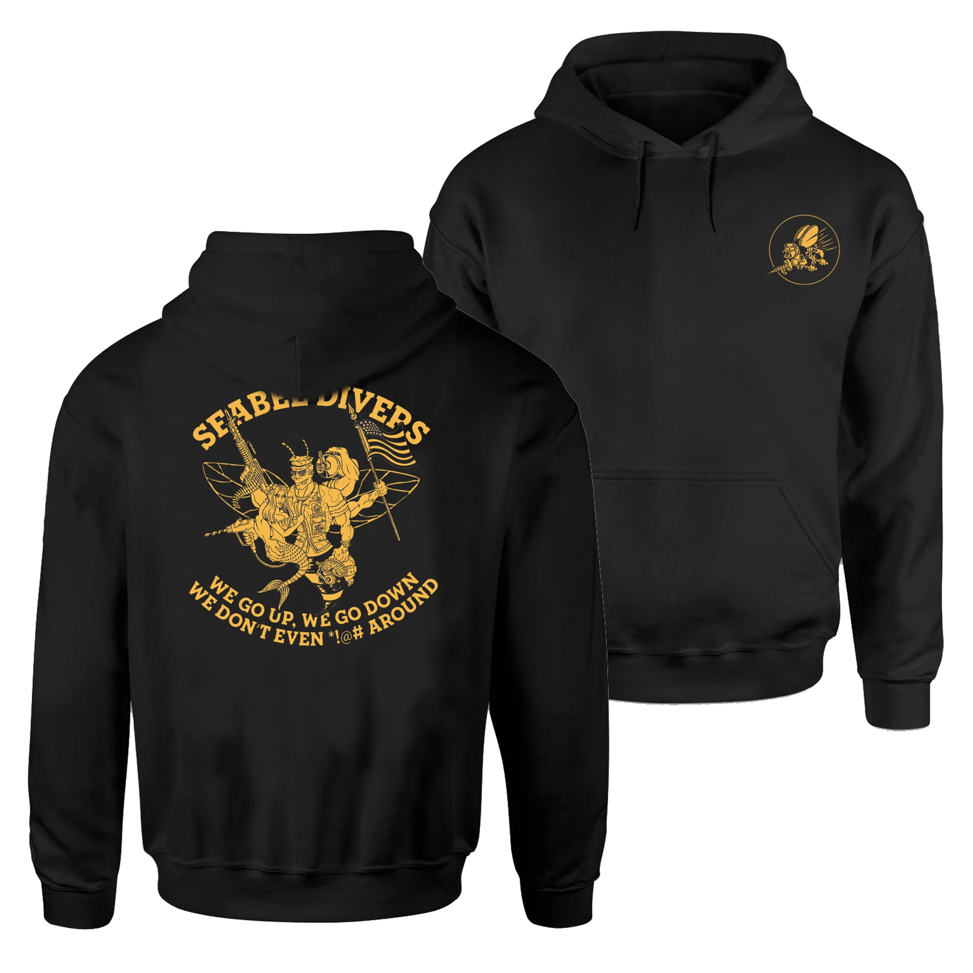 

" We Go Up We Go Down " US Naval Seabee Divers Pullover Hoodie New 100% Cotton Casual Mens Sweatshirt Military Style Streetwear