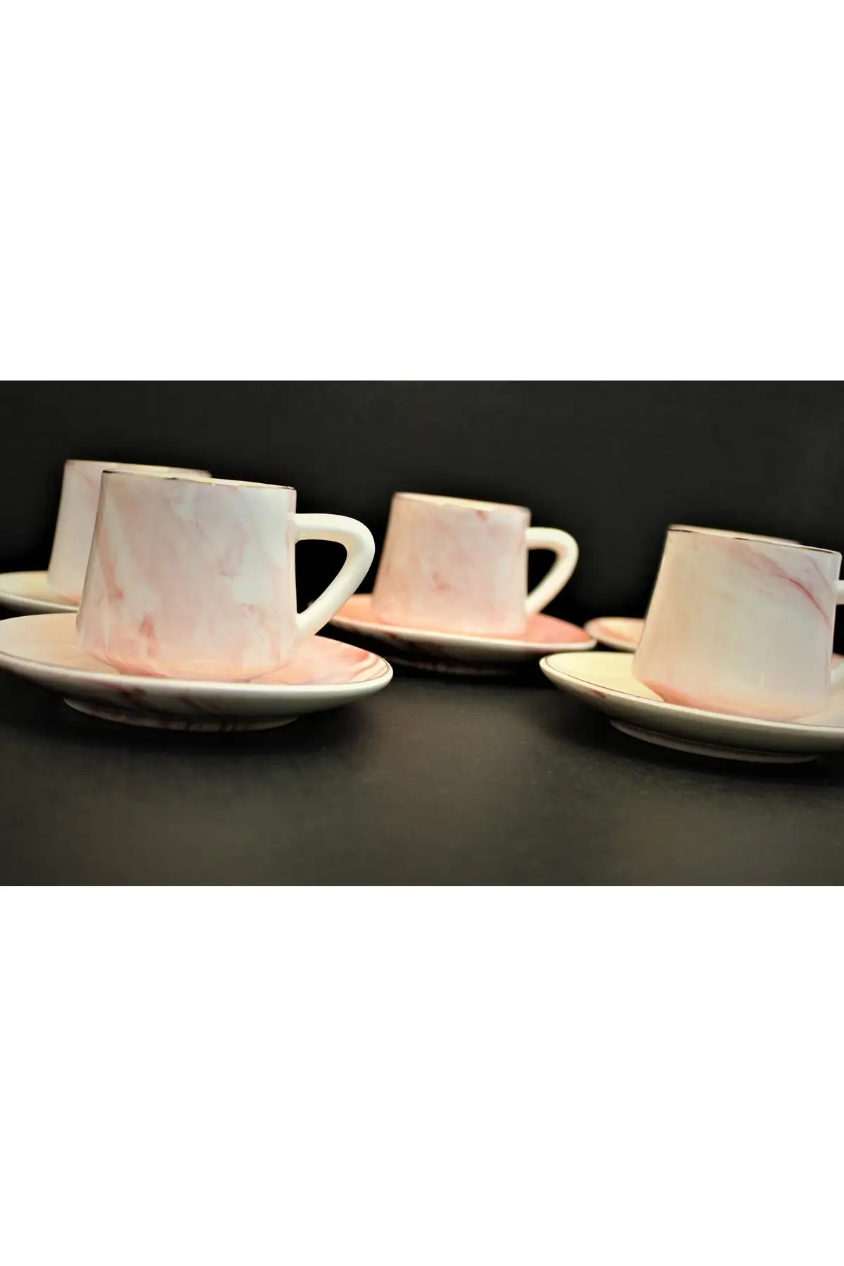 

DOLBOVI porcelain coffee cup set pink marble pattern 6 people (4239628)