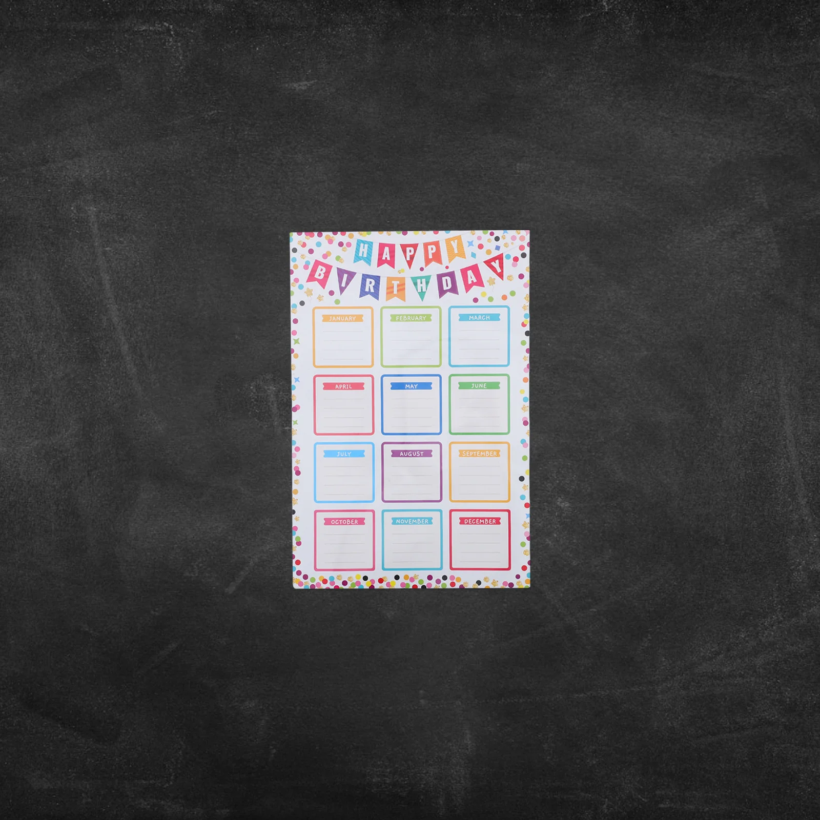 

4Pcs Birthday Chart Poster for Classroom: Happy Birthday Poster Calendar - Colorful Classroom Bulletin Board Sign Decoration -