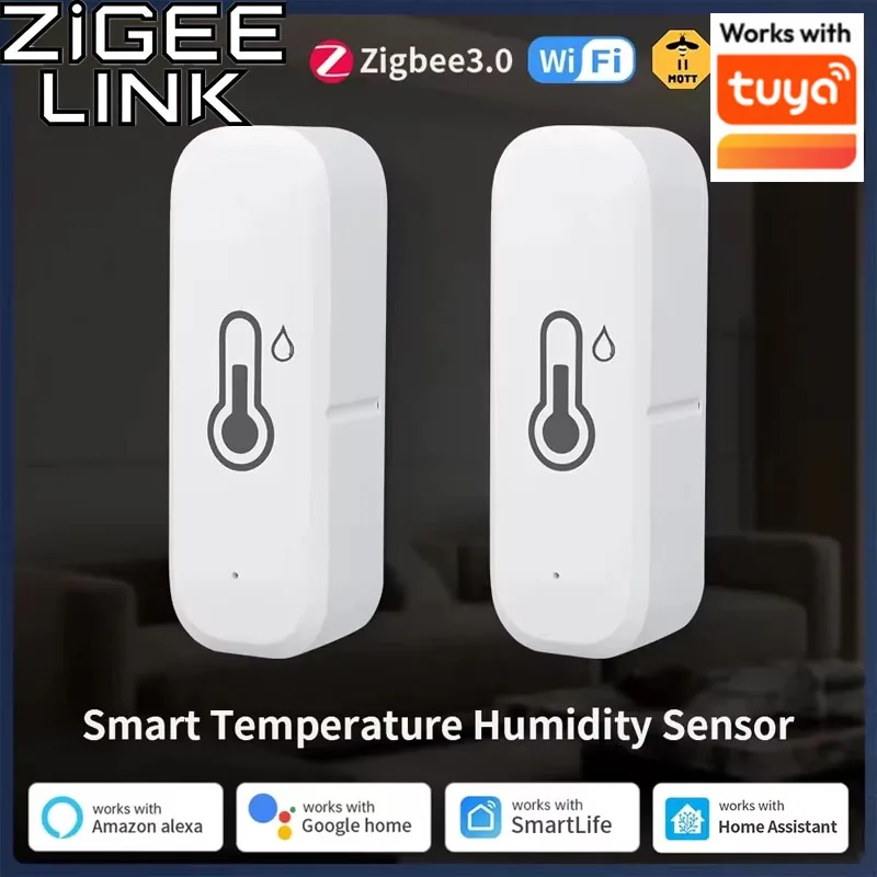 Capteur de température et d'humidité WiFi/Zigbee 3.0, Tuya Smart Life, moniteur d'environnement pour maison intelligente, fonctionne avec Alexa Google Assistant