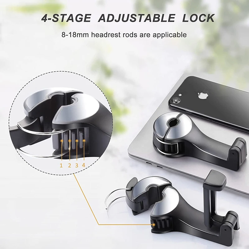 Universal Car-mounted Multi-functional Mobile Phone Holder Creative Rear Seat Headrest Hook Lock Buckle Style Car Phone Stand