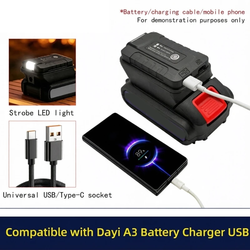 21V Battery to 5V Adapter for Camping Device Charging, USB Output Tool Battery Unit for Phones, Small Electronics, Travel Gear a