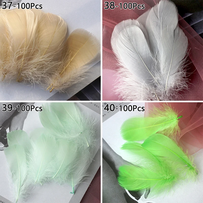 100Pcs 6-12cm Natural Feathers Colorful Goose Feather for Wedding Party DIY Handcrafts Accessories Decor Plumes Sewing Supplies