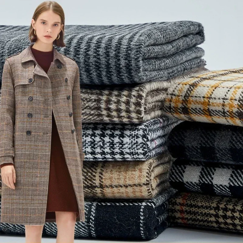 

Осенне-зимнее клетчатое шерстяное пальто шириной 150 см, ветровка, костюм, брюки, одежда «сделай сам», шитье, имитация кашемира, шерстяная ткань
