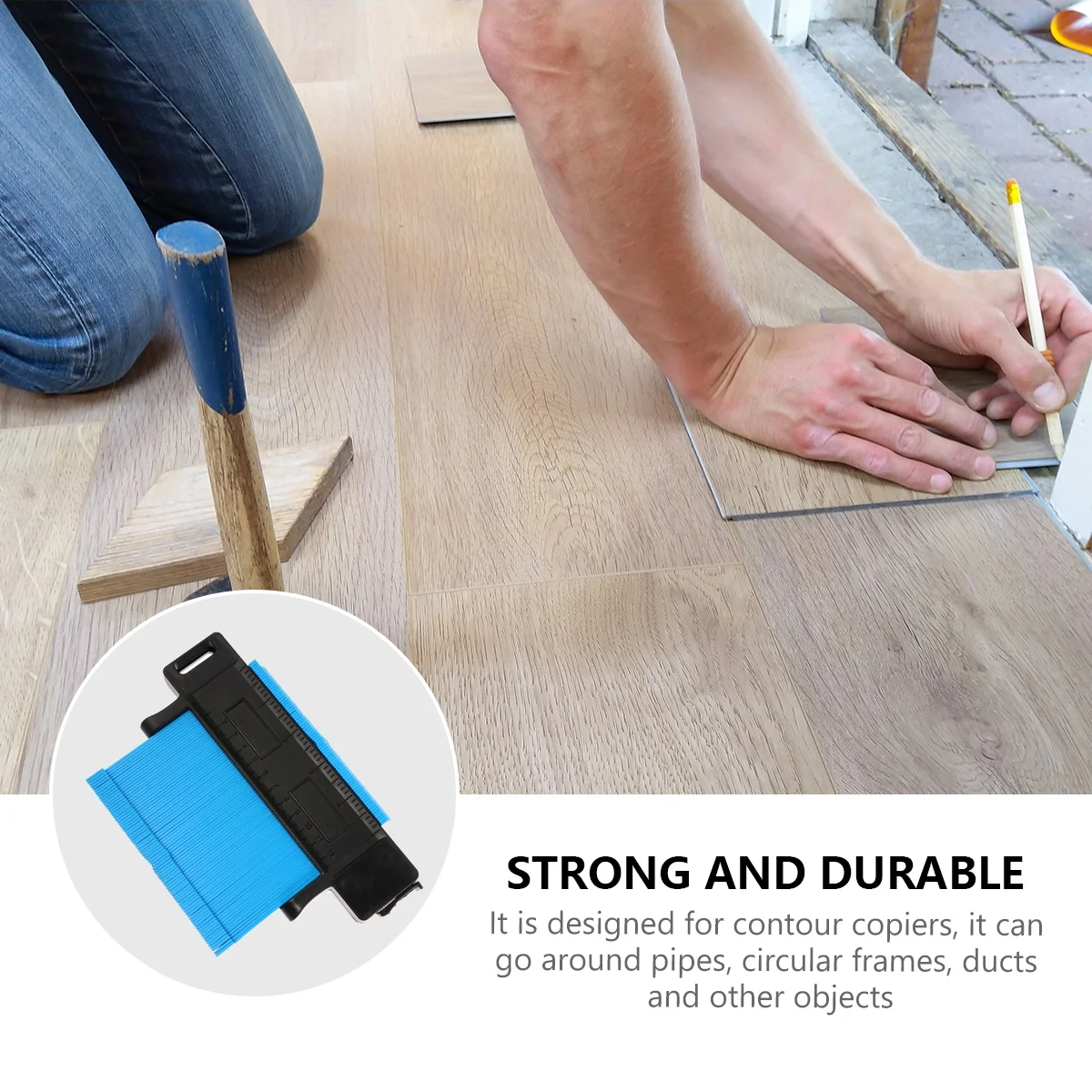 

Lock Pin Profile Gauge Duplicator Multi-Functional ABS Plastic Wood Marking Tool Dual Scale Measurement Gauge Wood Marking Tool
