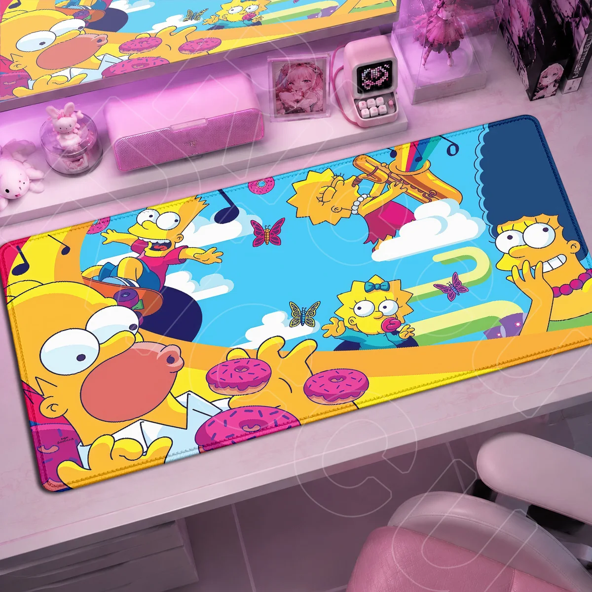 T-The Simpsons Cartoon Non-slip Deskmats XXL PC Keyboard Mouse Pad Carpet Office Large Laptop Gaming Mauspads Rubber Accessories