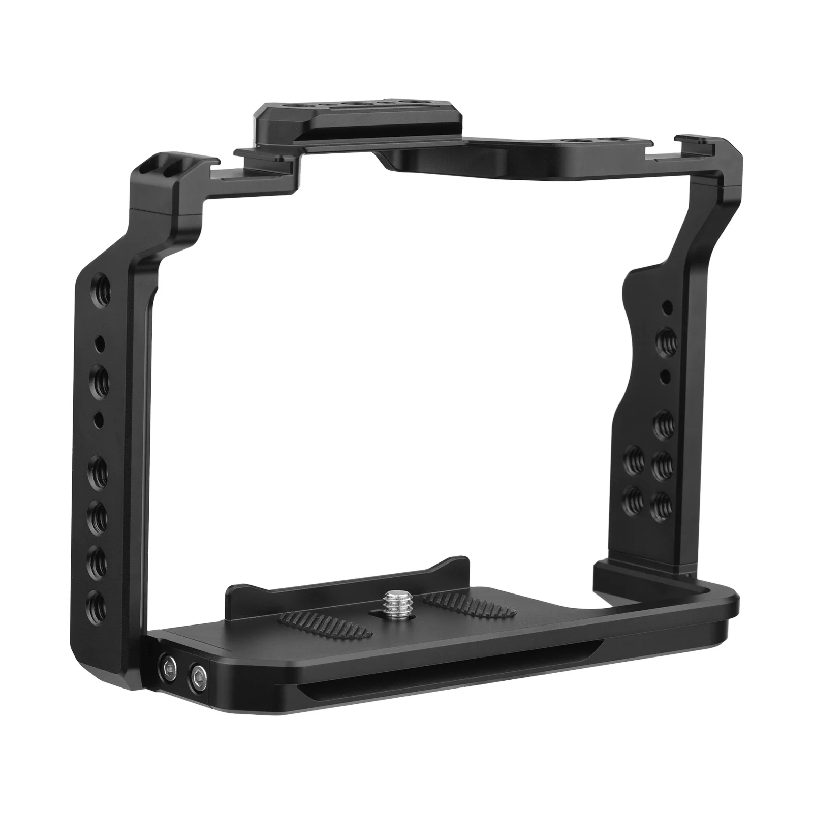 Andoer Camera Cage Aluminum Alloy Video Cage with Dual Cold Shoe Mounts Numerous 1/4 Inch Threads Replacement for Sony A7IV