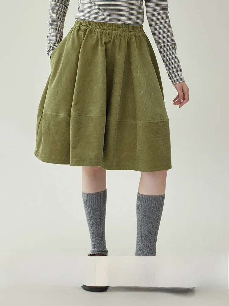 

Оригинальная корейская юбка AMUU из чистого хлопка с эластичным поясом и цветочным узором, женская зимняя новая юбка А-силуэта для фигуры типа «банан»