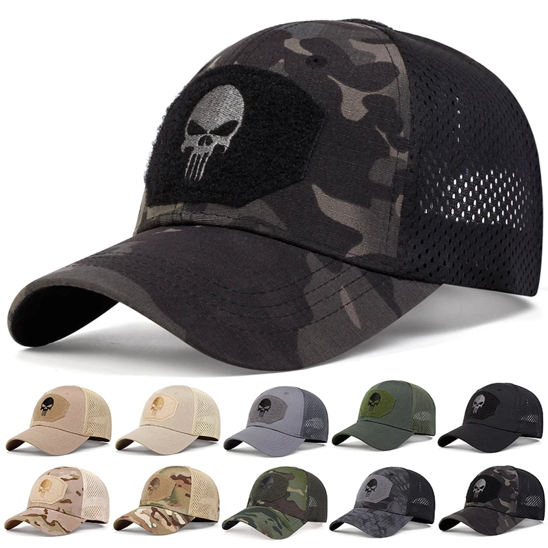 Unisex Skull Embroidered Top with Patch Breathable Baseball Caps Spring and Autumn Outdoor Adjustable Casual Hat Sunscreen Hat