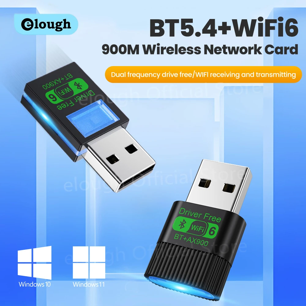 

AX900 WiFi 6 Bluetooth 5.4 WiFi USB-адаптер Беспроводная сетевая карта 2,4G и 5 ГГц Wi-Fi-антенна для ПК Win10/11 Драйвер бесплатно с подсветкой