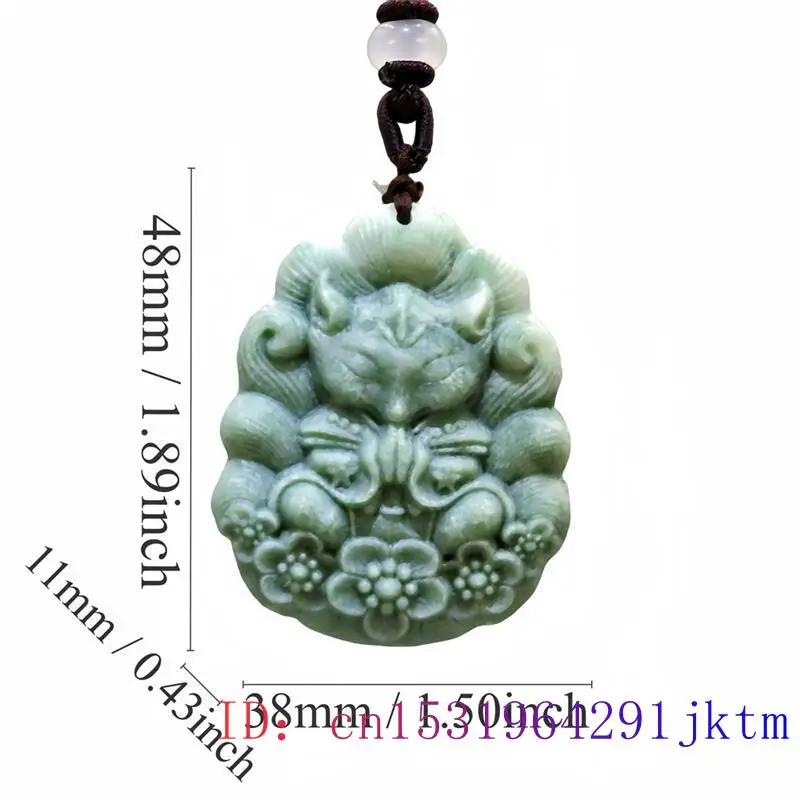 Natural Real Jade Fox Pendant Necklace Charm Luxury Amulet Fashion Talismans Carved Jewelry Chinese Designer