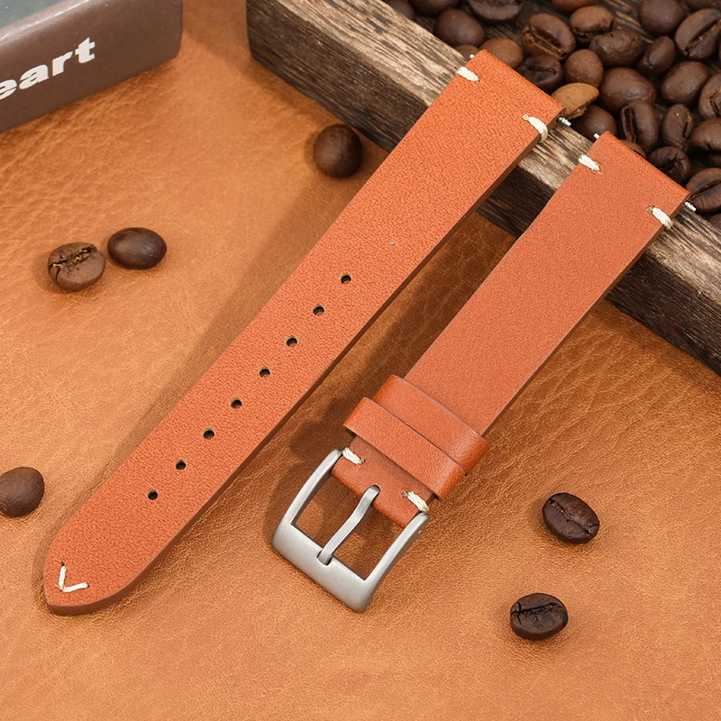 Militado Original Genuine Leather Watch Strap Fashion Vintage WristBand 18mm Universal Watchband Replacement Watch Accessories