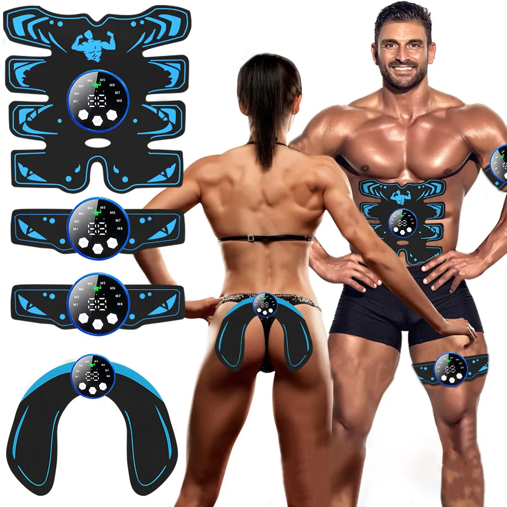 Estimulador Muscular Abdominal EMS Recarregável - Equipamento de Fitness Portátil para Abdômen e Glúteos