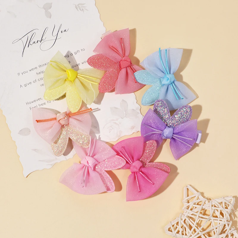 Adorável Bow Hairpins para crianças, cor sólida, clipe de arcos, doce, macio, princesa, meninas presilhas, acessórios para cabelo, presente