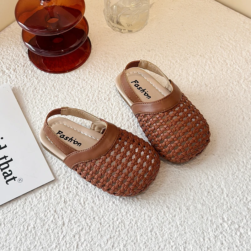 Baby Girls Boys Slippers Child’s Braided Summer Sandal with Elastic Princess Bohemia Style Beach Shoes Kids Soft Sole Flats