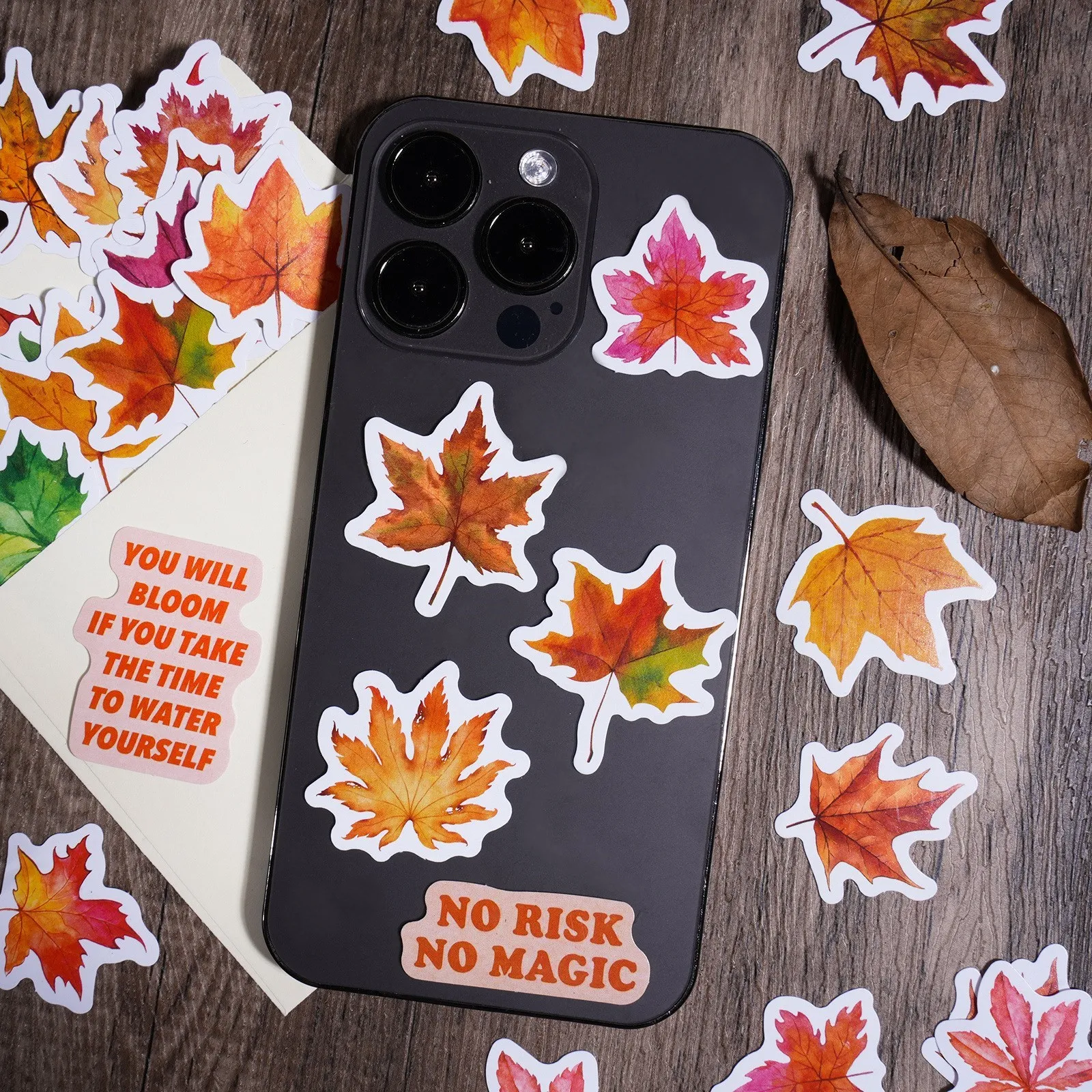 16 Feuilles Autocollants Automne – Stickers Citrouilles, Feuilles D'érable Pour Scrapbooking & Déco | Avec Pince à épiler