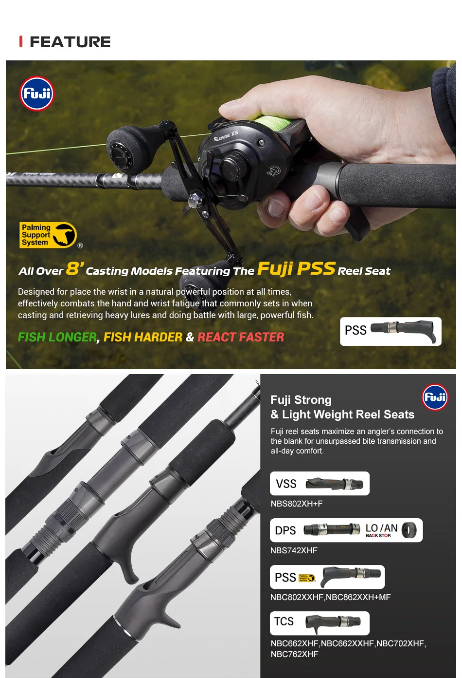 Noeby Hecht Angelrute 1,98 m 2,13 m 2,44 m 2,59 m Fuji Toray Carbon Casting Spinning Big Baits Power Wels Hecht Angelruten – Detail 12