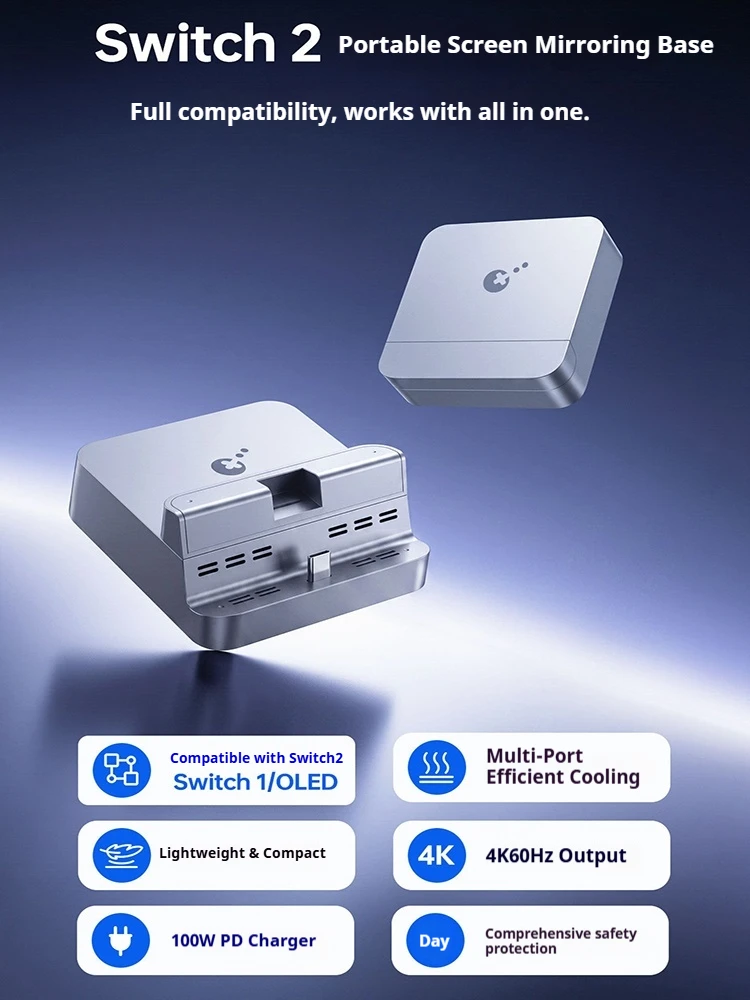 Stacja dokująca Gulikit Switch, przenośna, wieloportowa, wyjście 4K 60Hz HDR, ładowanie 100W PD, kompatybilna z Nintendo Switch 2 OLED. — zdjęcie produktu 7