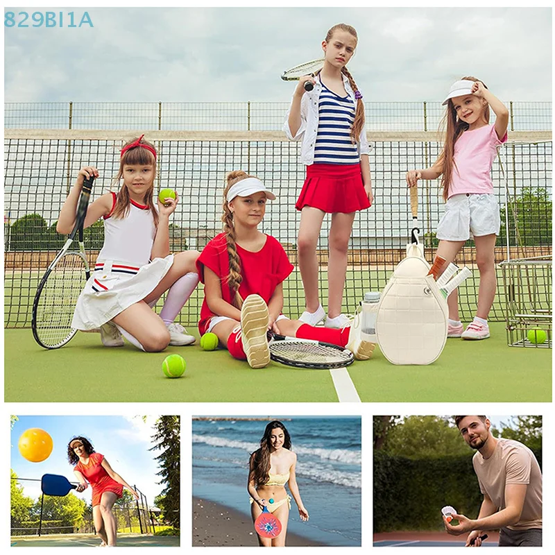 

[SP]Tennis Bag, Quilted Tennis Backpack Holds 2 Rackets, Waterproof Crossbody Sling Pickleball Bags For Women, Men And Youth