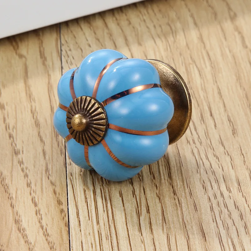 Nowy chiński styl ceramiczny siedmiokolorowy dyniowy kreskówkowy pastoralny nowoczesny minimalistyczny uchwyt szuflady szafki gałka do komody