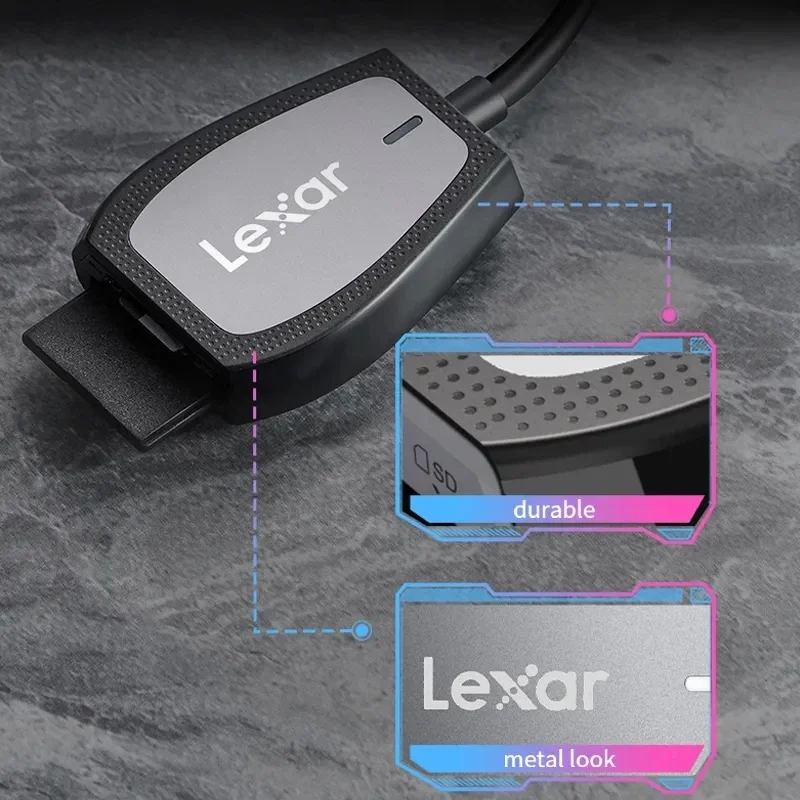 Lexar Card Reader USB 3.2 Type-C Dual-Slot Reader Supports SD and microSD UHS-II Cards Up To 312MB/s Speed Memory Card Reader